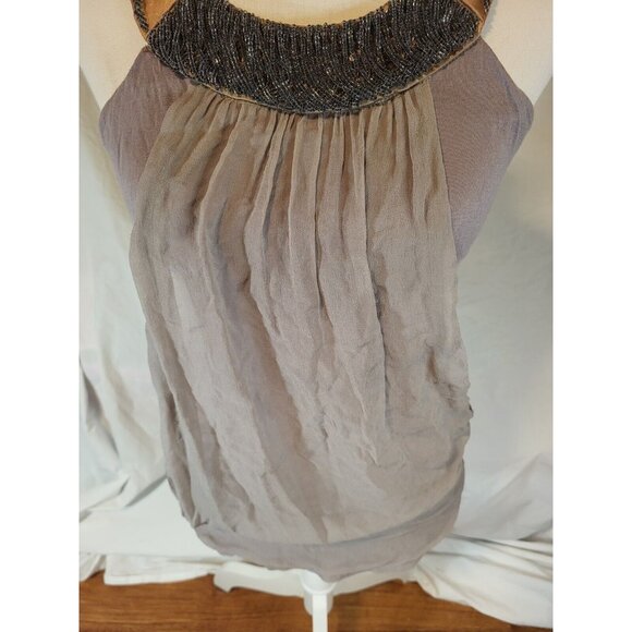 Vtge Hannah Jo Size Small Y2K Silk Dusty Purple Beaded Top - Picture 3 of 7